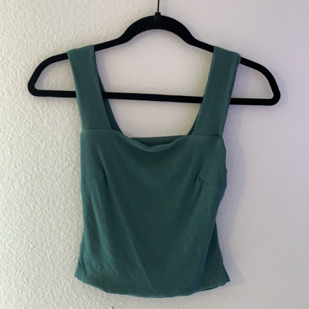 open back green cropped top